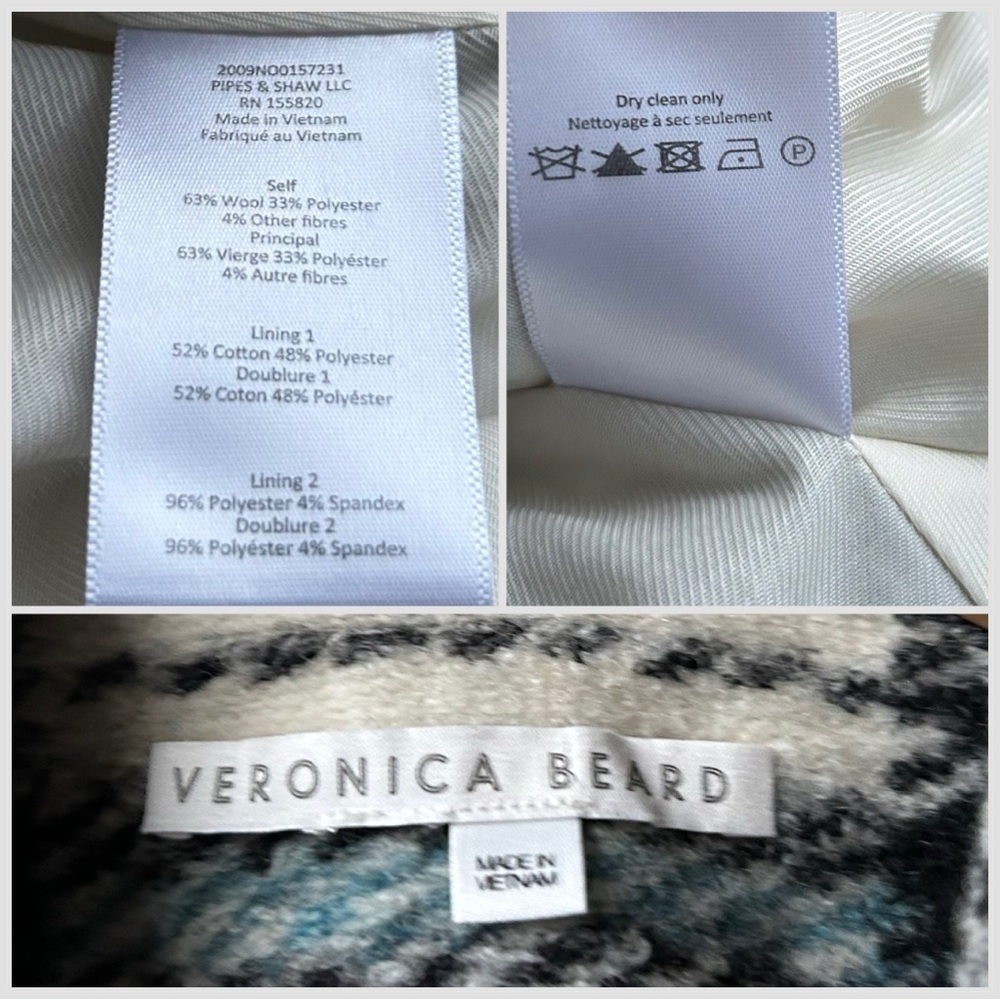 VERONICA BEARD CAEL OVERSIZED TARTAN PLAID DICKEY COAT TOGGLE ZIP CLOSURE Sz 2 - Picture 14 of 15
